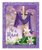 He Is Risen Sign, Religous Easter Sign, Easter Cross Sign, Square Metal Signs, Front Door Wreath Sign,