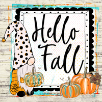 Fall Wreath Sign, Gnome Sign, Hello Fall Sign, Fall Gnome Sign, Metal Wreath Sign, Craft Embellishment