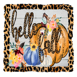 Hello Fall Sign, Fall Sign, Leopard Sign, Pumpkin Sign, Metal Wreath Sign, Craft Embellishment