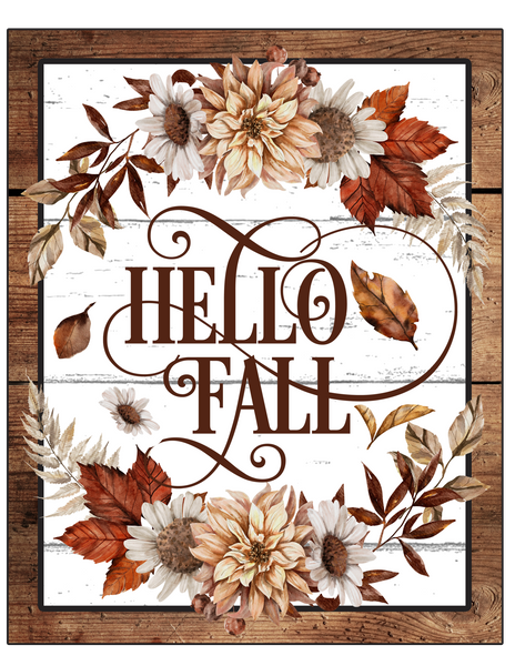 Hello Fall Sign, Fall Leaves Sign, Fall Sign, Autumn Signs, Metal Wreath Sign, Craft Embellishment