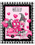 Hello Love Valentine Sign,Gnome Truck Hearts Sign, Black Check Sign, Metal Square Wreath Sign, Craft Embellishment
