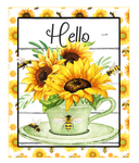Hello Sign, Bee Sign, Sunflower Sign, Spring/Summer Signs, Everyday Sign, Signs, Metal Wreath Sign, Wreath Center, Craft Embellishment