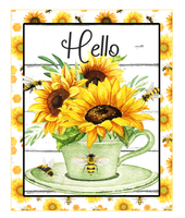 Hello Sign, Bee Sign, Sunflower Sign, Spring/Summer Signs, Everyday Sign, Signs, Metal Wreath Sign, Wreath Center, Craft Embellishment