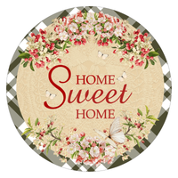 Home Sweet Home Sign, Butterfly Sign, Year Round Sign, Round Metal Round Wreath Sign, Craft Embellishment