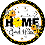 Home Sweet Home Sign, Honey Bee Sign, Polka Dot Sign, Signs, Summer Sign, Home Decor, Metal Wreath Sign