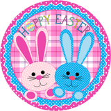 Hoppy Easter Sign, Easter Bunnies Sign, Spring Bunny Signs, Front Door Wreath Sign, Round Metal Wreath Sign, Craft Embellishment