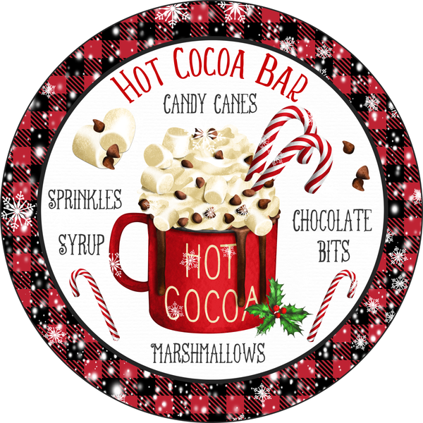 Hot Cocoa Bar Sign, Snowman Sign, Candy Canes and Marshmellows Sign, Winter Signs, Metal Round Wreath, Wreath Center, Craft Embellishments