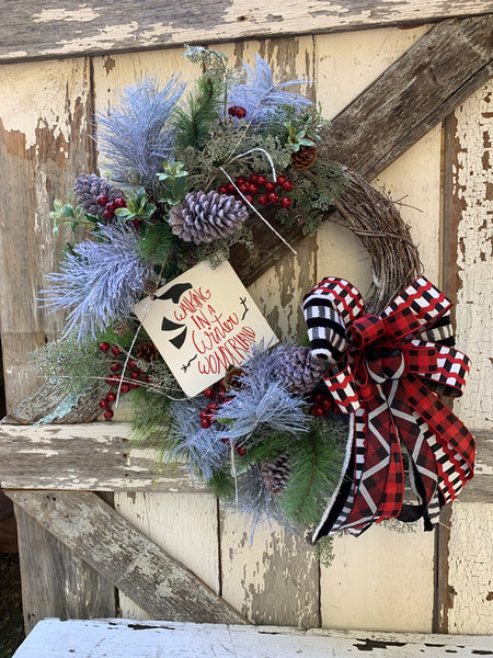 Christmas Wreath, Winter Snowman Wreath, Winter Season Wreath, Front Door Wreath