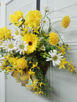 Spring Door Hanger, Yellow Flower Door Hanger, Spring Flowers, Everyday Wreath, Door Hanger, Summer Flowers, Summer Door Hanger
