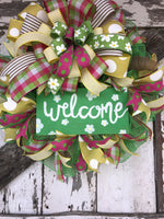 Spring Welcome Wreath, Welcome Wreath, Spring Wreath, Daisy Wreath, Front Door Decor, Krazy Mazie Kreations
