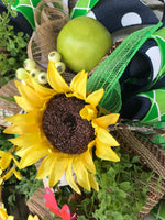 Sunflower/ Apple Welcome Wreath, Sunflower Wreath, Wreath, Summer Wreath,