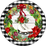 Ice Skates Wreath Sign, Skates Sign, Christmas Sign, Winter Signs, Metal Round Wreath, Wreath Center, Craft Embellishments
