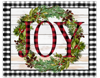 Joy Sign, Christmas Sign, Christmas Wreath Decor, Holiday Buffalo Check Metal Wreath Signs, Home Decor