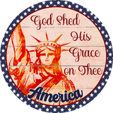 Lady Liberty Sign, God Shed His Grace On Thee, Patriotic Sign, July 4th Sign, Signs, Summer Sign, Home Decor, Metal Wreath Sign