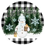 Let It Snow Sign, Buffalo Plaid Background Sign, Wreath Snowman Sign, Christmas Sign, Winter Signs, Metal Round Wreath, Wreath Center, Craft Embellishments
