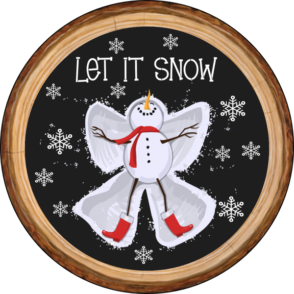 Let It Snow Sign, Wood Slice Background Sign, Wreath Snowman Sign, Christmas Sign, Winter Signs, Metal Round Wreath, Wreath Center, Craft Embellishments