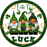 Lots O Luck Sign, Irish Gnome Sign, Shamrock Sign, St. Patrick's Day Sign, Metal Round Wreath, Craft Embellishments