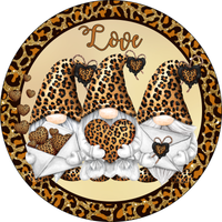 Love Sign, Doggie Sign, Leopard Gnome Sign, Hearts Sign, Metal Round Wreath Sign, Craft Embellishment