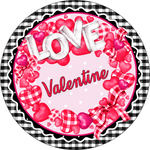 Love Valentines Sign, Happy Valentine's Day Sign, Buffalo Check Sign, Hearts Sign, Metal Round Wreath Sign