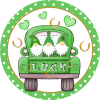 Luck Sign, St. Patrick's Day Sign, Gnome Truck Signs, Metal Round Wreath, Wreath Center, Craft Embellishments