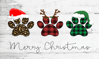 Christmas Sign, Christmas Dog Paw Sign, Merry Christmas Sign, Metal Wreath Sign, Craft Embellishment