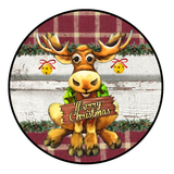 Merry Christmas Sign, Moose Sign, Christmas Sign, Winter Signs, Metal Round Wreath, Wreath Center, Craft Embellishments