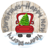 Merry Christmas Happy New Year Sign, Red Truck Sign, Christmas Sign, Winter Signs, Metal Round Wreath, Wreath Center, Craft Embellishments