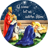 O Come Let Us Adore Him Sign, Christmas Sign, Religious Sign, Metal Wreath Sign, Craft Embellishment
