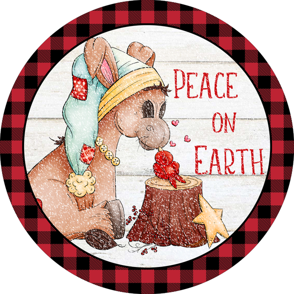 Peace On Earth Sign, Donkey and Bird Sign, Christmas Sign, Winter Signs, Metal Round Wreath, Wreath Center, Craft Embellishments