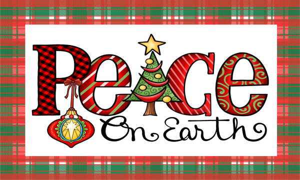Peace on Earth Sign, Christmas Sign, Holiday Sign, Metal Wreath Sign, Craft Embellishment