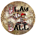 Play Ball Sign, Boys Baseball Sports Sign, Signs, Round Metal Wreath Sign, Craft Embellishment
