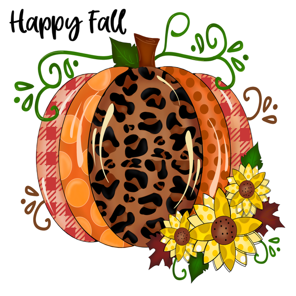 Happy Fall, Pumpkin and Sunflowers Sign, Fall Front Door Sign, Metal Wreath Sign, Home Decor
