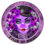 Purple Scarecrow Girl Sign, Fall Sign, Mannequin Trick or Treat Sign, Metal Round Wreath Sign, Craft Embellishment