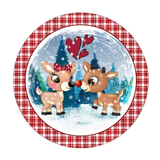 Reindeer Friends, Boy and Girl Reindeer Sign, Christmas Sign, Winter Signs, Metal Round Wreath, Wreath Center, Craft Embellishments