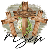 Risen Sign, Easter Sign, Easter Religous Signs, Three Crosses Sign, Metal Wreath Sign, Craft Embellishment