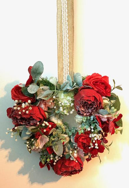 Flower Heart Wreath, Heart Wreath, Flower Wreath, Valentines Decor, Flower Decor, Krazy Mazie Kreations