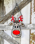 Reindeer Door Hanger, Christmas Door Hanger, Winter Reindeer Decor, Hand Painter Door Hanger, Whimsical Wreath, Front Door Decor, Krazy Mazie Kreations
