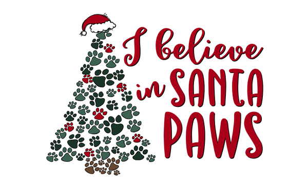 Santa Paw Christmas Tree Sign, Dog and Cat Sign, Christmas Sign, Metal Wreath Sign, Craft Embellishment