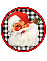 Santa Winking Sign, Retro Christmas Sign, Holiday Sign, Metal Round Wreath Sign, Craft Embellishment