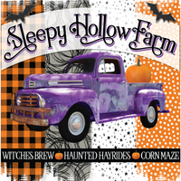 Sleepy Hollow Farm Sign, Truck Signs, Halloween Sign, Metal Wreath Sign, Craft Embellishment