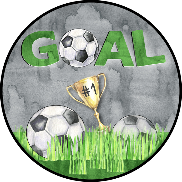 Soccer Goal Sign, Sports Sign, Soccer Ball Signs, Round Metal Wreath Sign, Craft Embellishment