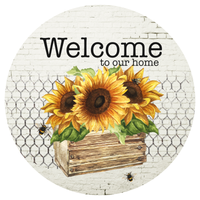 Welcome To Our Home Sign, Sunflower Sign, Summer/Fall Sign, Everyday Sign, Metal Round Wreath Sign, Craft Embellishment