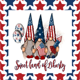 Sweet Land of Liberty Sign, Gnome Sign, 4th of July Sign, Patriotic Gnome Sign, Home Decor, Metal Wreath Sign
