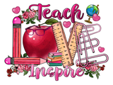 Teach Love Inspire Sign, School Sign, Home School Sign, Back To School Sign, Metal Wreath Sign, Craft Embellishment