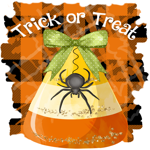 Trick or Treat Sign, Spider Sign, Candy Corn Sign, Halloween Sign, Metal Wreath Signs, Craft Embellishment