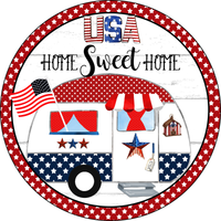 USA Home Sweet Home Sign, Camper Sign, Red White Blue Sign, Patriotic Sign, 4th of July Sign, Signs, Summer Sign, Home Decor, Metal Wreath Sign