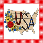 USA Map Sign, USA Signs, Patriotic Signs, Flower Signs, Square Metal Wreath Sign, Craft Embellishment