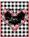 Valentine Sign, Love Sign, Heart Sign, Roses Sign, Black Check Sign, Metal Square Wreath Sign, Craft Embellishment