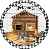 Welcome Sign, Rooster and Hen Sign,  Farmhouse Signs, Everyday Sign, Signs, Metal Wreath Sign, Craft Embellishments