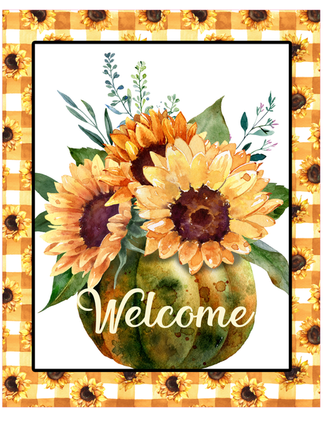 Welcome Sign, Fall Sign, Sunflowers Sign, Fall Sign, Pumpkin Signs, Metal Wreath Sign, Craft Embellishment